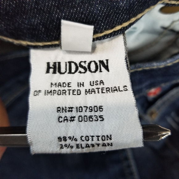 Hudson Crop Muse Skinny Jeans Size 26 w/ 5" Cuff Low Rise Stretch Blue Made USA - Picture 8 of 13